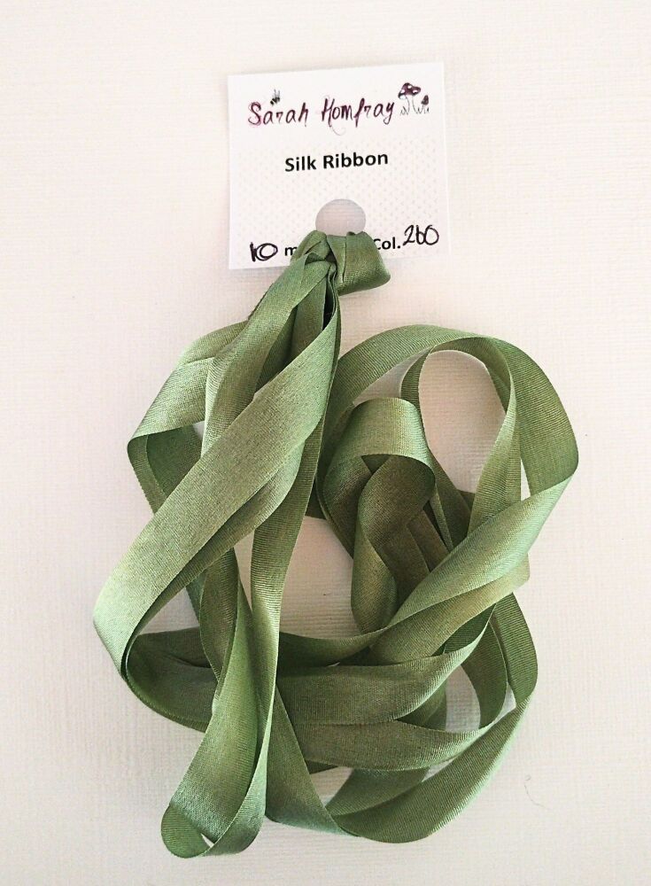 10mm Green 260 silk ribbon LIMITED STOCKS