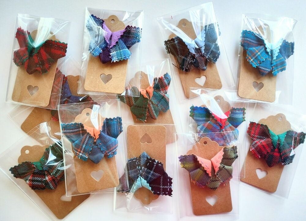 Handmade Tartan Butterfly Brooches