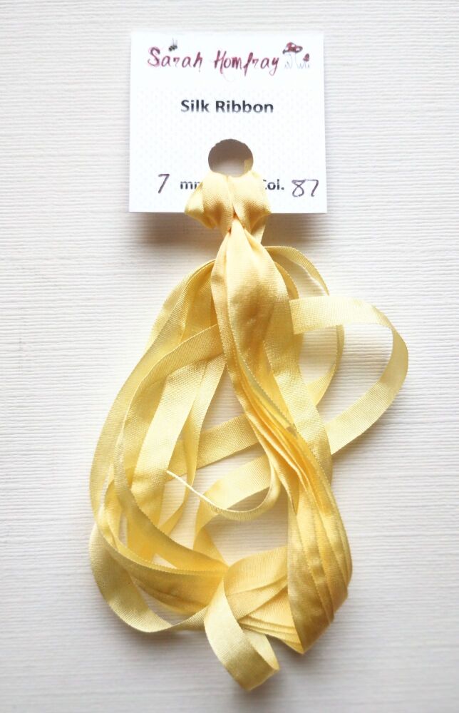 7mm Banana Yellow 87 silk ribbon NEW