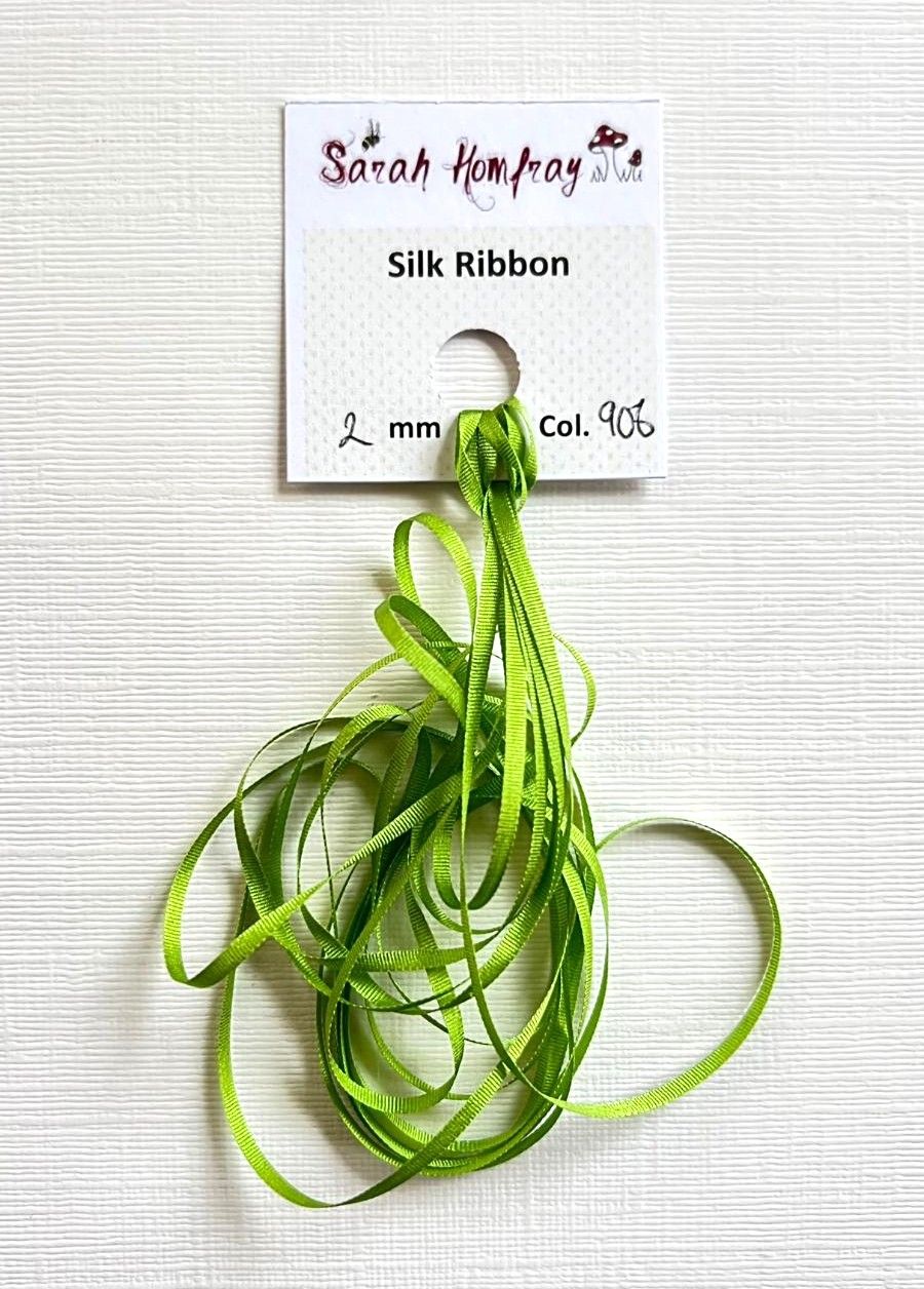 2mm Lime Green 906 silk ribbon NEW!