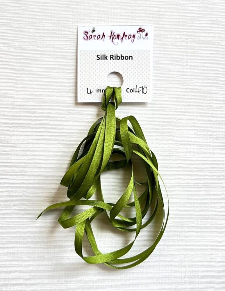 4mm Olive Green 470 silk ribbon NEW!