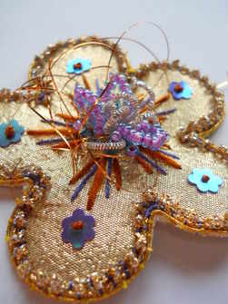 Disco daisy goldwork brooch