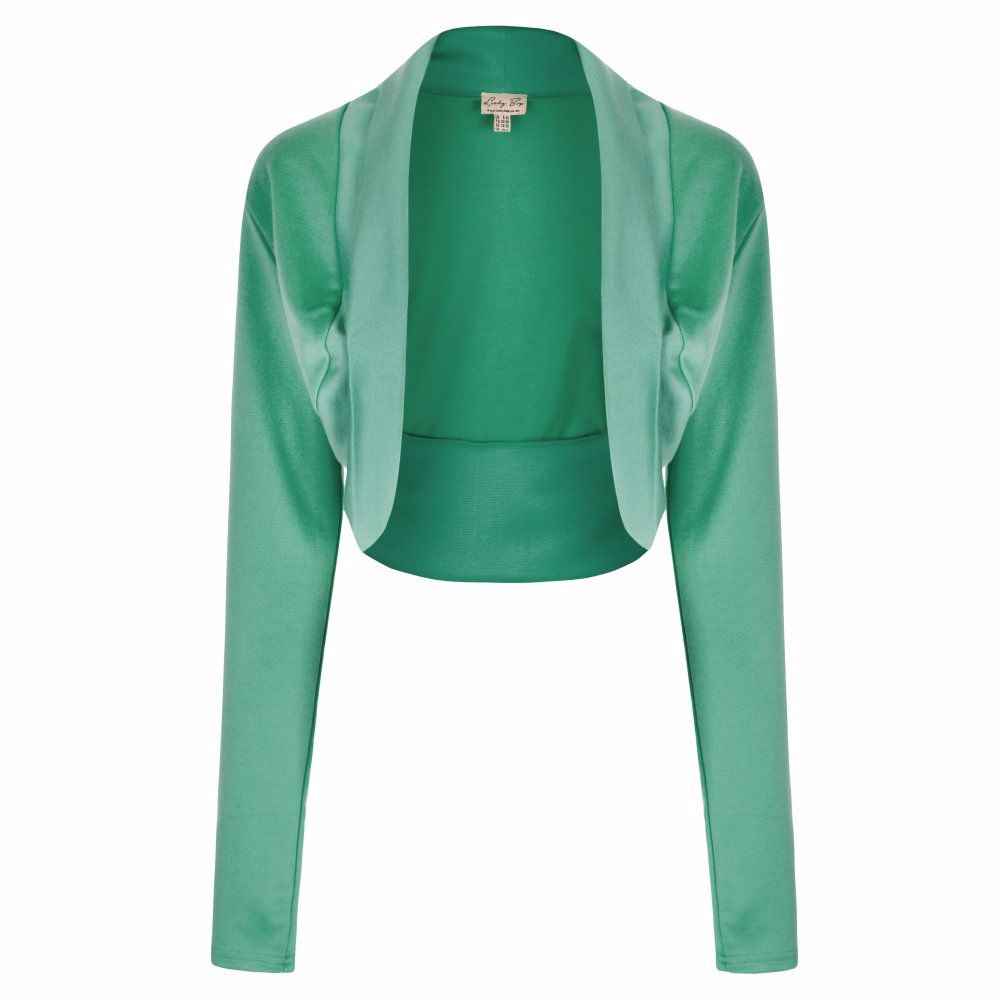 LINDY BOP Vintage 1950's Pastel Green Rockabilly Style Jersey Shrug Bolero 