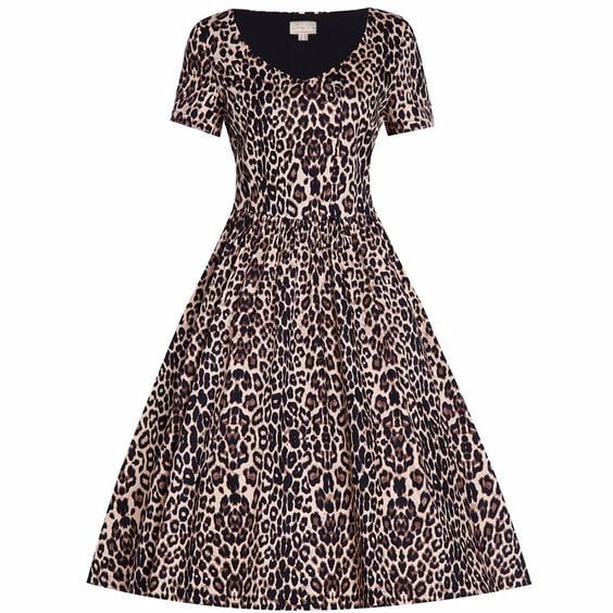 Lindy Bop 'Dolce' Classic Leopard Print Tea Dress