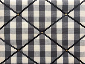Medium 40x30cm Fryetts Woven Charcoal Gingham Hand Crafted Fabric Memory Notice Pin Memo Board
