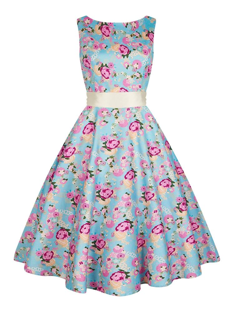 Collectif Vintage Style Margaret Peony Floral Swing Dress