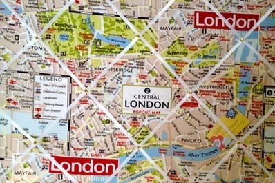 Large 60x40cm London City Map Hand Crafted Fabric Notice : Pin : Memo : Mem
