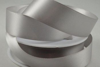 Double Sided Satin Ribbon 7mm 25 Metre Reel Or By The Metre in Light Silver 84