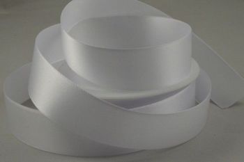 Double Sided Satin Ribbon 7mm 25 Metre Reel Or By The Metre in White 01