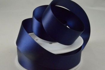 Double Sided Satin Ribbon 10mm 25 Metre Reel Or By The Metre in Navy Blue 79
