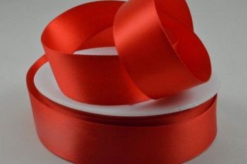 Double Sided Satin Ribbon 7mm 25 Metre Reel Or By The Metre in Red 35