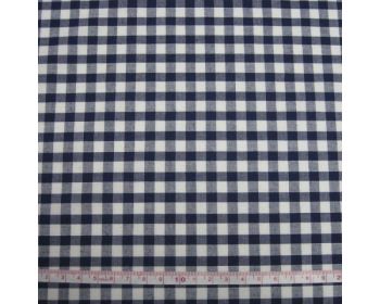 Polycotton Fabric Navy Blue 1/4 Gingham Check 44 inch By The Metre