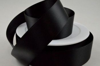 Double Sided Satin Ribbon 7mm 25 Metre Reel Or By The Metre in Black 88