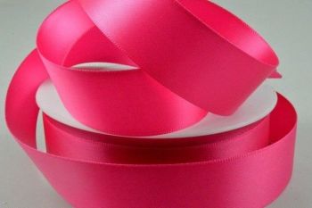 Double Sided Satin Ribbon 10mm 25 Metre Reel Or By The Metre in Bright PInk