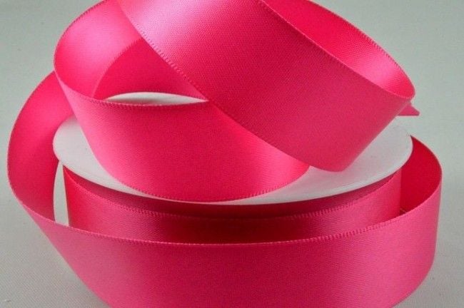 Double Sided Satin Ribbon 10mm 25 Metre Reel Or By The Metre in Bright PInk