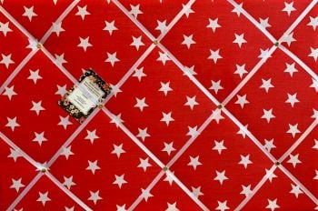 Custom Handmade Bespoke Fabric Pin / Memo / Notice / Photo Cork Memo Board With Red & White Star With Your Choice of Sizes & Ribbons