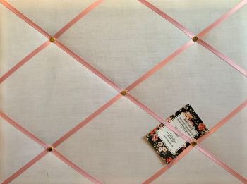 Custom Handmade Bespoke Fabric Pin Memo Notice Photo Cork Memo Board With White Fabric With Your Choice of Sizes & Ribbons