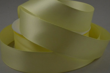 Double Sided Satin Ribbon 7mm 25 Metre Reel Or By The Metre in Light Yellow