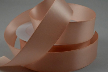 Double Sided Satin Ribbon 10mm 25 Metre Reel Or By The Metre in Light Peach 22