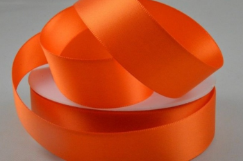Double Sided Satin Ribbon 10mm 25 Metre Reel Or By The Metre in Orange 26
