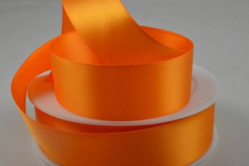 Double Sided Satin Ribbon 7mm 25 Metre Reel Or By The Metre in Light Orange 28