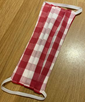 Adult's Handcrafted Reusable Washable Fabric Face Mask Covering Raising Money For Mind Red Gingham / Check & Red