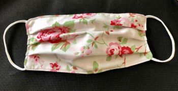 Adult's Handcrafted Reusable Washable Fabric Face Mask Covering Raising Money For Mind Cath Kidston IKEA Rosali Rose White & Gingham