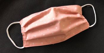 Adult's Handcrafted Reusable Washable Fabric Face Mask Covering Raising Money For Mind Pink Heart & Pink