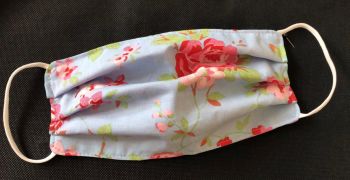 Adult's Handcrafted Reusable Washable Fabric Face Mask Covering Raising Money For Mind Cath Kidston IKEA Rosali Rose Blue & Pink Polka Dot