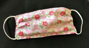 Adult's Handcrafted Reusable Washable Fabric Face Mask Covering Raising Money For Mind Cath Kidston Pink Provence Rose & Pink Heart