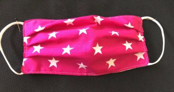 Adult's Handcrafted Reusable Washable Fabric Face Mask Covering Raising Money For Mind Pink Star & Pink White Stripe