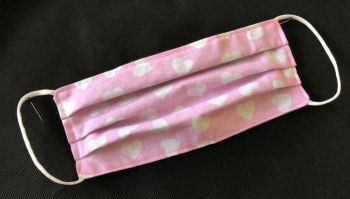 Adult's Handcrafted Reusable Washable Fabric Face Mask Covering Raising Money For Mind Pink White Heart Grey Polka Dot