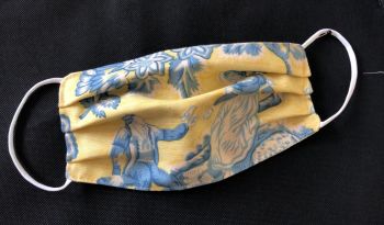 Adult's Handcrafted Reusable Washable Fabric Face Mask Covering Raising Money For Mind Yellow French Toile