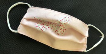 Kid's Handcrafted Reusable Washable Fabric Face Mask Covering Raising Money For Mind Laura Ashley Pink Bella Butterfly & Heart