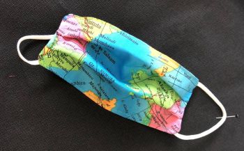 Kid's Handcrafted Reusable Washable Fabric Face Mask Covering Raising Money For Mind Turquoise Map Atlas