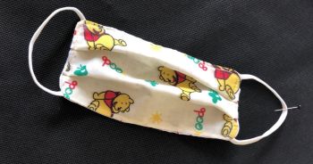 Kid's Handcrafted Reusable Washable Fabric Face Mask Covering Raising Money For Mind Winnie the Pooh & Red Pin Dot
