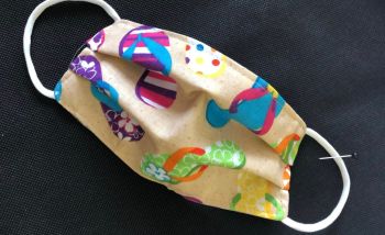 Kid's Handcrafted Reusable Washable Fabric Face Mask Covering Raising Money For Mind Flip Flops / Beach / Summer Shoes & Lilac Stripe