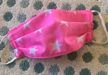 Adult's Handcrafted Reusable Washable Fabric Face Mask Covering Raising Money For Mind Bright Pink Star & Gingham