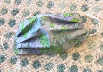 Adult's Handcrafted Reusable Washable Fabric Face Mask Covering Raising Money For Mind Lilac Vintage Floral & Pin Dot