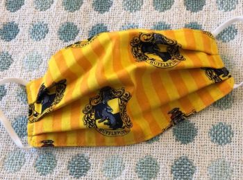 Adult's Handcrafted Reusable Washable Fabric Face Mask Covering Raising Money For Mind Harry Potter Hufflepuff House Yellow