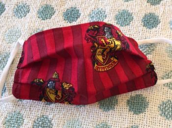 Kid's Handcrafted Reusable Washable Fabric Face Mask Covering Raising Money For Mind Harry Potter Gryffindor House Red Hogwarts