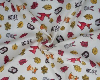 Forest Animals Polycotton Fabric 44 inch By The Metre FREE DELIVERY