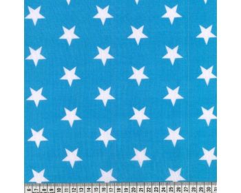 Sally Stars Turquoise & White 44 inch Polycotton Per Metre FREE DELIVERY
