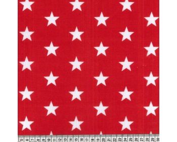 Sally Stars Red & White 44 inch Polycotton Per Metre FREE DELIVERY