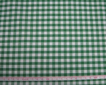Polycotton Fabric Green 1/4 Gingham Check 44 inch By The Metre FREE DELIVERY