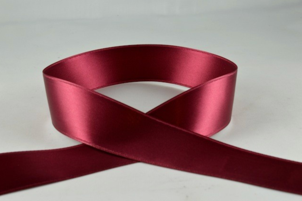 Double Sided Satin Ribbon 10mm 25 Metre Reel Or By The Metre in Burgundy No