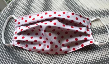 Adult's Handcrafted Reusable Washable Fabric Face Mask Covering Raising Money For Mind Red & White Polka Dots