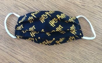 Adult's or Kid's Handcrafted Reusable Washable Fabric Face Mask Covering Raising Money For Mind Harry Potter Logo Black Gold