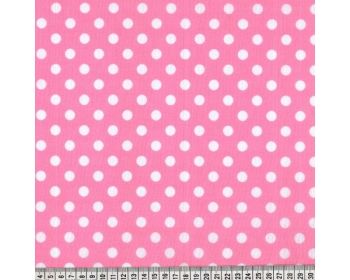 Sally Polycotton Pea Spot Pink White 44" By The Metre FREE DELIVERY