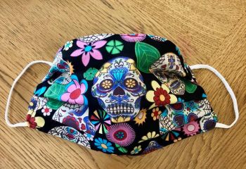 Adult's or Kid's Handcrafted Reusable Washable Fabric Face Mask Covering Raising Money For Mind Halloween Day of the Dead Skulls